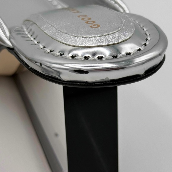 NEW Good American Clear Block Heel Thong Sandals dust bag no box Silver Sz 12 - Picture 8 of 16